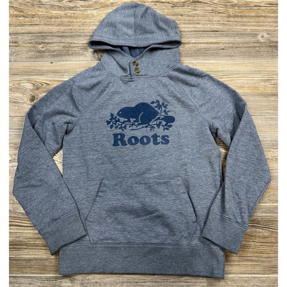 Roots Blue Hoodie with‎ Beaver Logo Youth Large (Age 9/10) Canada